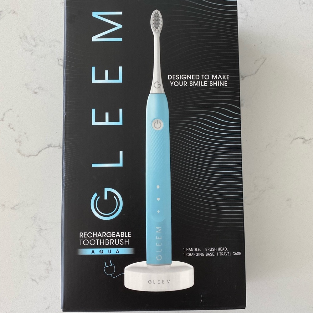 Gleem Rechargeable Electric Toothbrush, Soft, Aqua Blue, 1 Ct